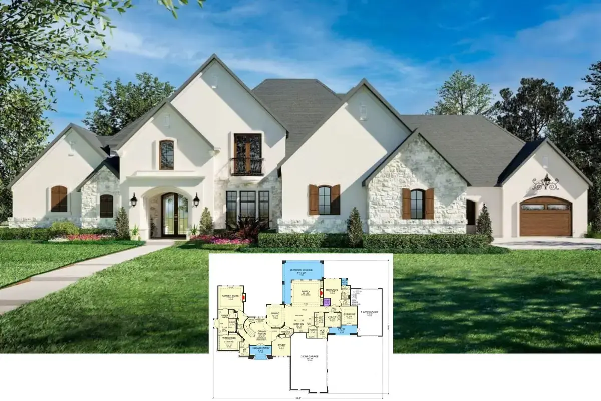 Château Verline: Un plan de casă tradițională cu 4 dormitoare și lift de depozitare