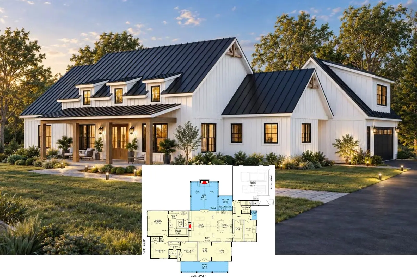 Sundown Batten: casă modernă cu 3 camere și tavan în vârf