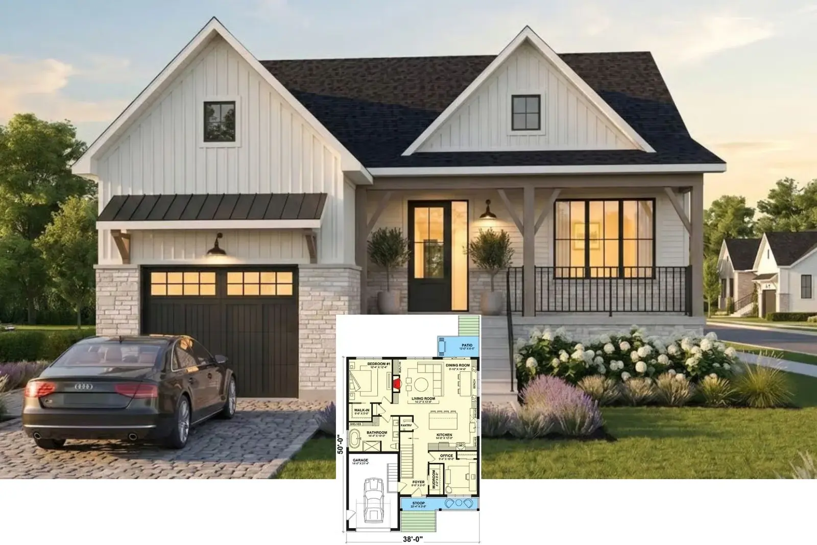 Plan Oakley – Casă de țară cu 6 camere și birou (2678 mp)
